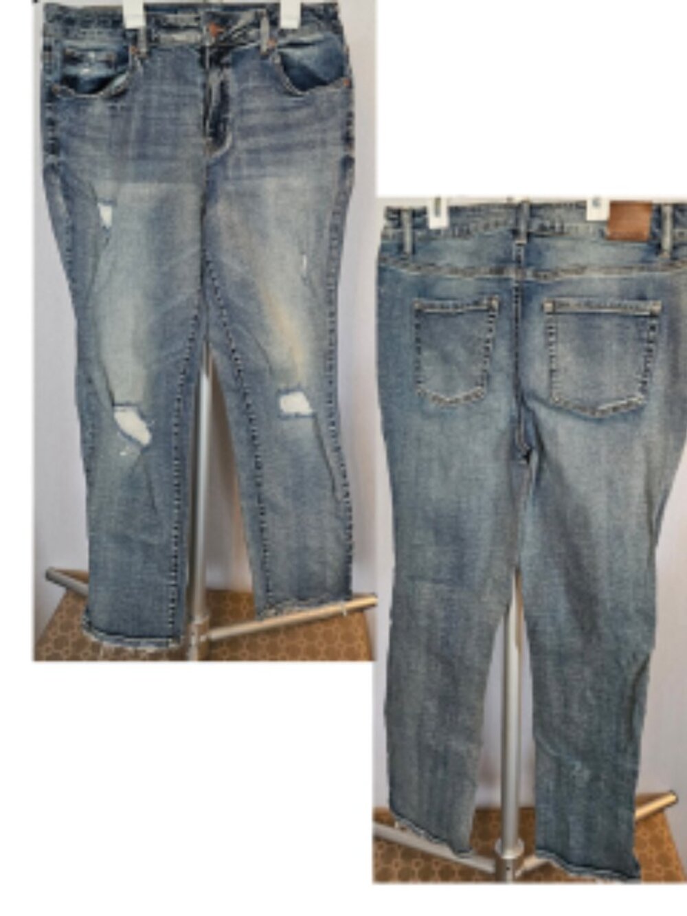 Maurice's Distressed High Rise Relaxed Straight Frayed Hem Ankle